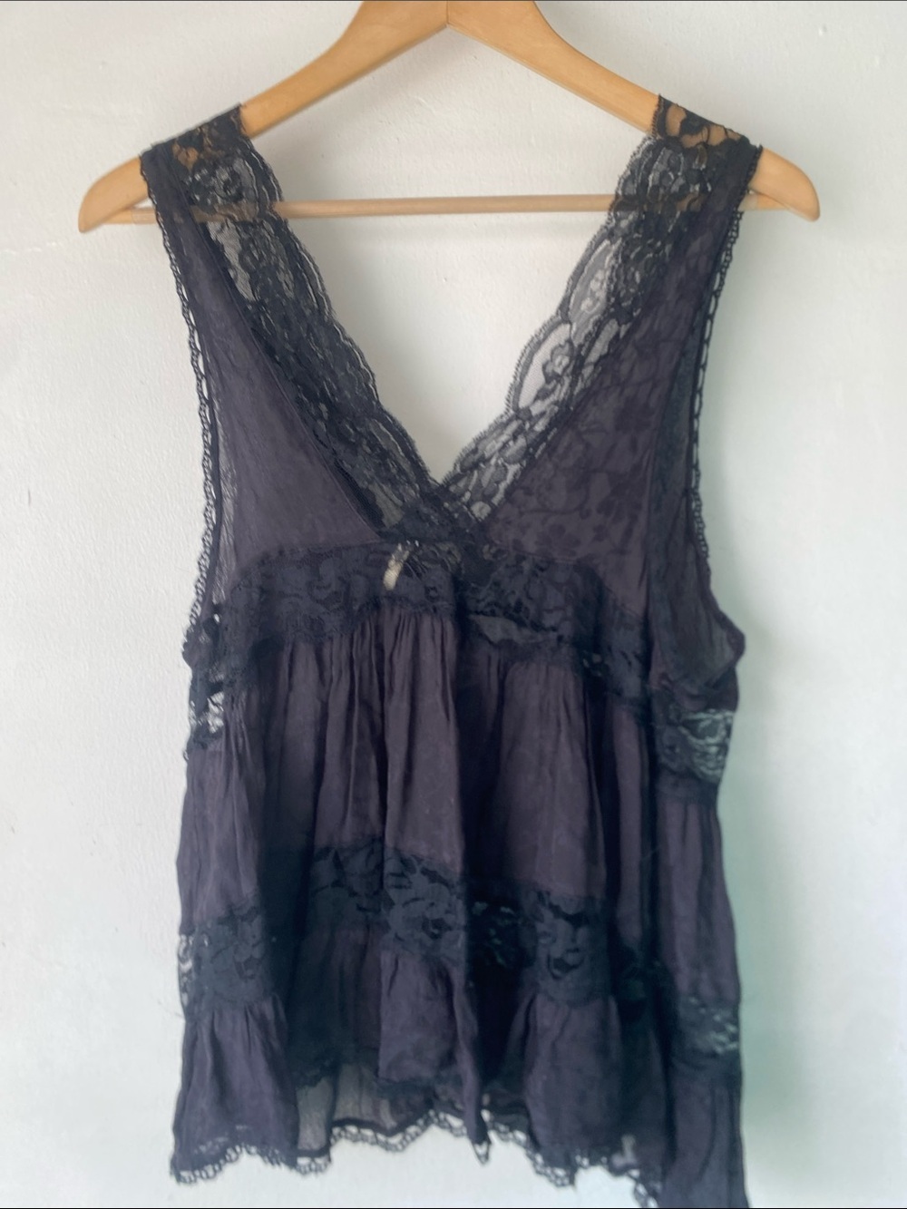 Free People M Black Lace Trapeze Top - Picture 8 of 12